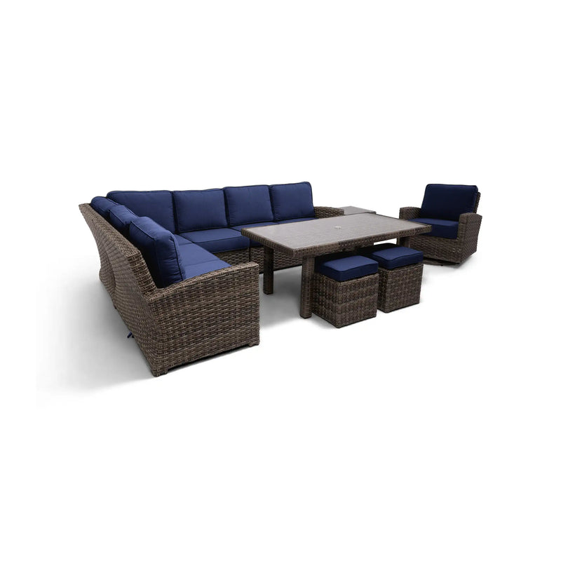 Woodridge 9 Piece Sectional Conversation/Chat Group Canvas Indigo - The Great Escape