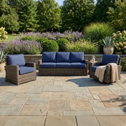 Woodridge 3 Piece Sofa Group Canvas Indigo - The Great Escape