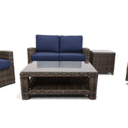 Woodridge 5 Piece Loveseat Chat Group Canvas Indigo - The Great Escape