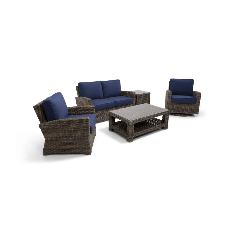 Woodridge 5 Piece Loveseat Chat Group Canvas Indigo - The Great Escape
