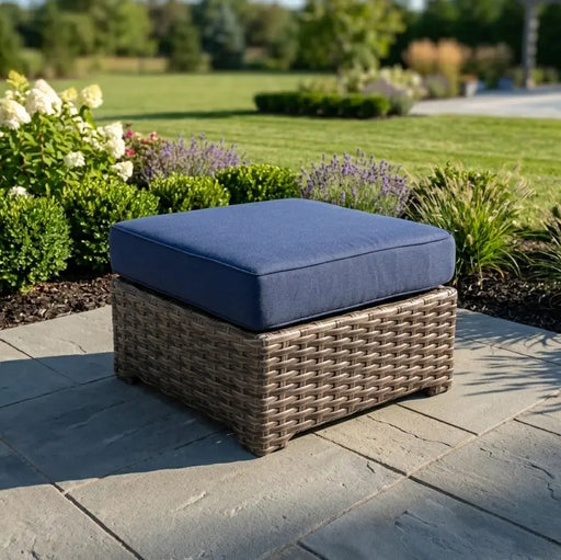 Woodridge Cushioned Ottoman - Canvas Indigo - The Great Escape