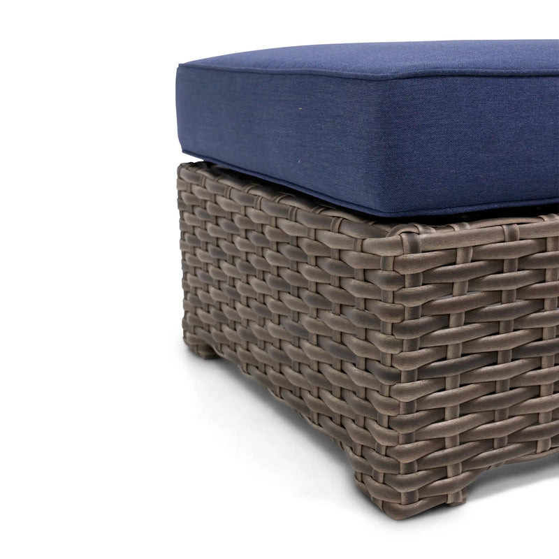 Woodridge Cushioned Ottoman Canvas Indigo - The Great Escape 