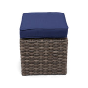 Woodridge Cushioned Cube Ottoman Canvas Indigo - The Great Escape