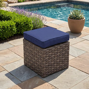 Woodridge Cushioned Cube Ottoman Canvas Indigo - The Great Escape