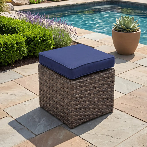 Woodridge Cushioned Cube Ottoman Canvas Indigo - The Great Escape