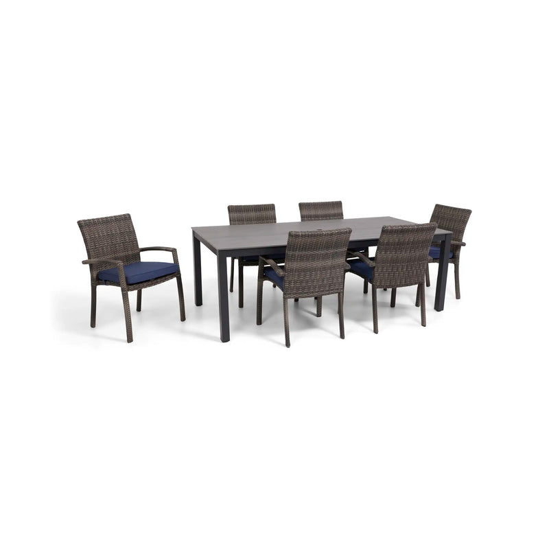Woodridge 7 Piece Woven Dining Group Canvas Indigo - The Great Escape