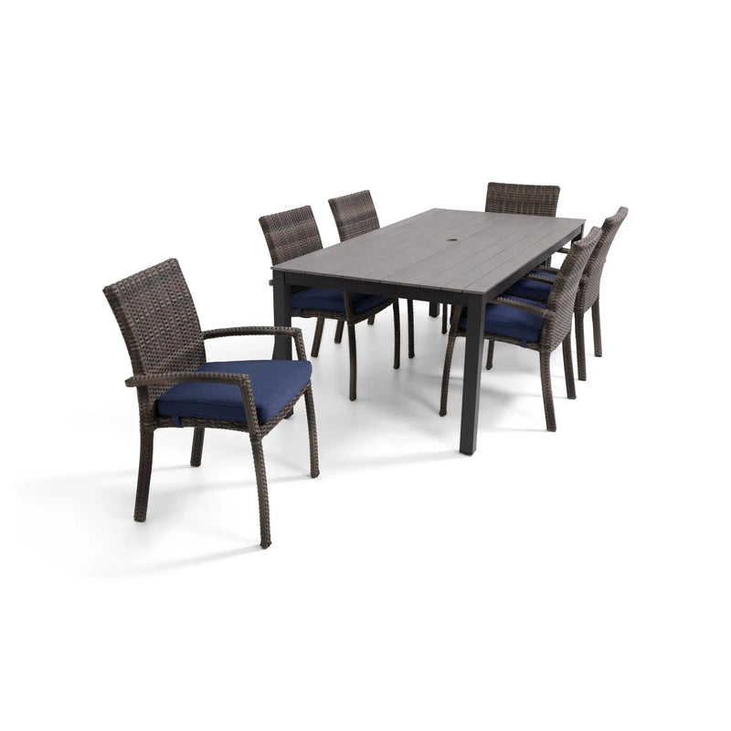 Woodridge 7 Piece Woven Dining Group Canvas Indigo - The Great Escape
