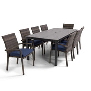 Woodridge 9 Piece Woven Dining Group Canvas Indigo - The Great Escape