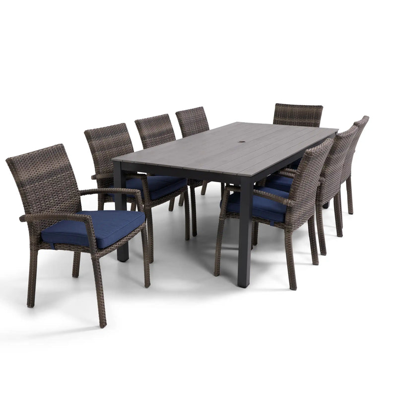 Woodridge 9 Piece Woven Dining Group Canvas Indigo - The Great Escape