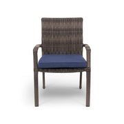Woodridge Woven Stacking Dining Arm Chair With Canvas Indigo Seat Pad - The Great Escape