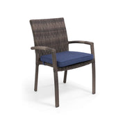 Woodridge Woven Stacking Dining Arm Chair With Canvas Indigo Seat Pad - The Great Escape