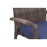 Woodridge Woven Stacking Dining Arm Chair With Canvas Indigo Seat Pad - The Great Escape