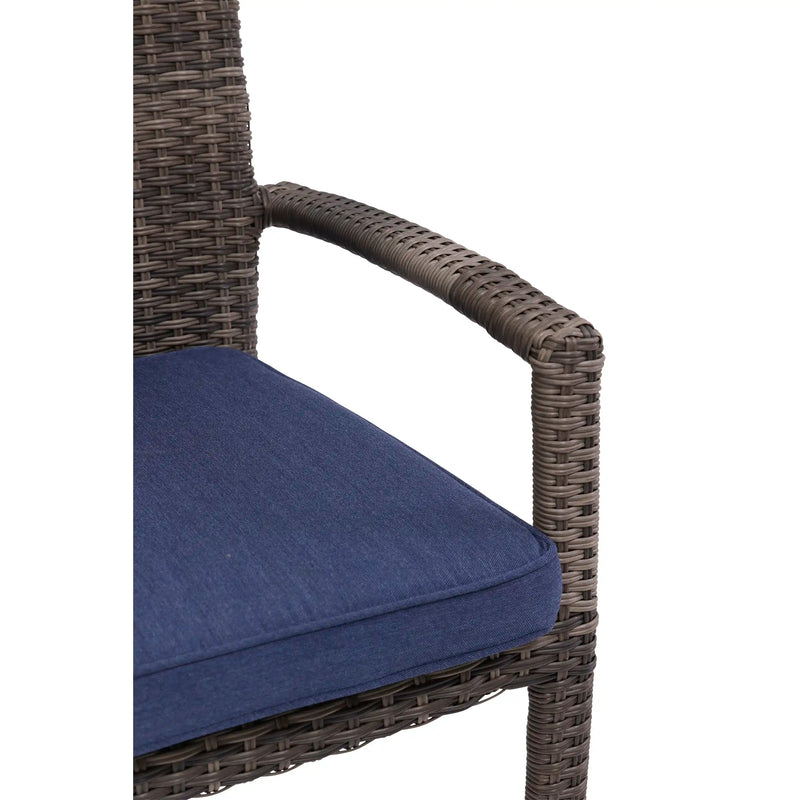 Woodridge Woven Stacking Dining Arm Chair With Canvas Indigo Seat Pad - The Great Escape