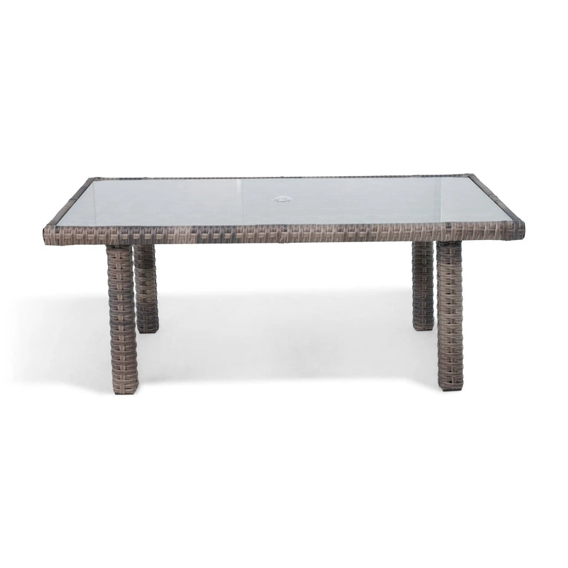 Woodridge 34x66 Inch Rectangle Woven Conversation Table with Glass - The Great Escape