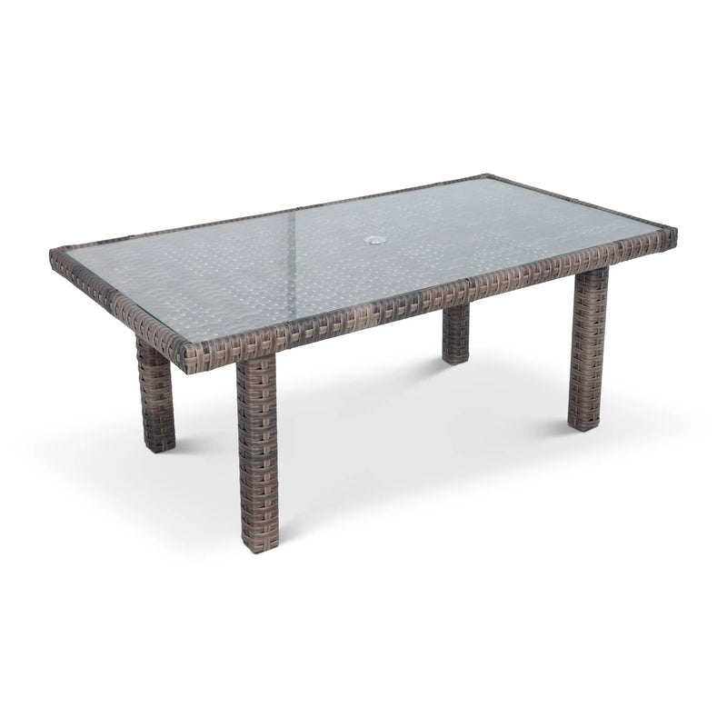 Woodridge 34x66 Inch Rectangle Woven Conversation Table with Glass - The Great Escape