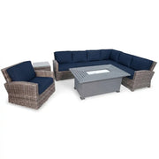 Woodridge 7 Piece Sectional Firepit Group Spectrum Indigo - The Great Escape