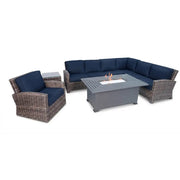 Woodridge 7 Piece Sectional Firepit Group Spectrum Indigo - The Great Escape