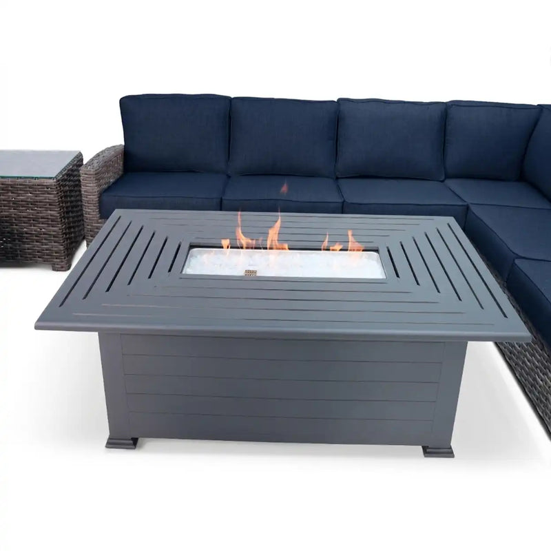 Woodridge 7 Piece Sectional Firepit Group Spectrum Indigo - The Great Escape