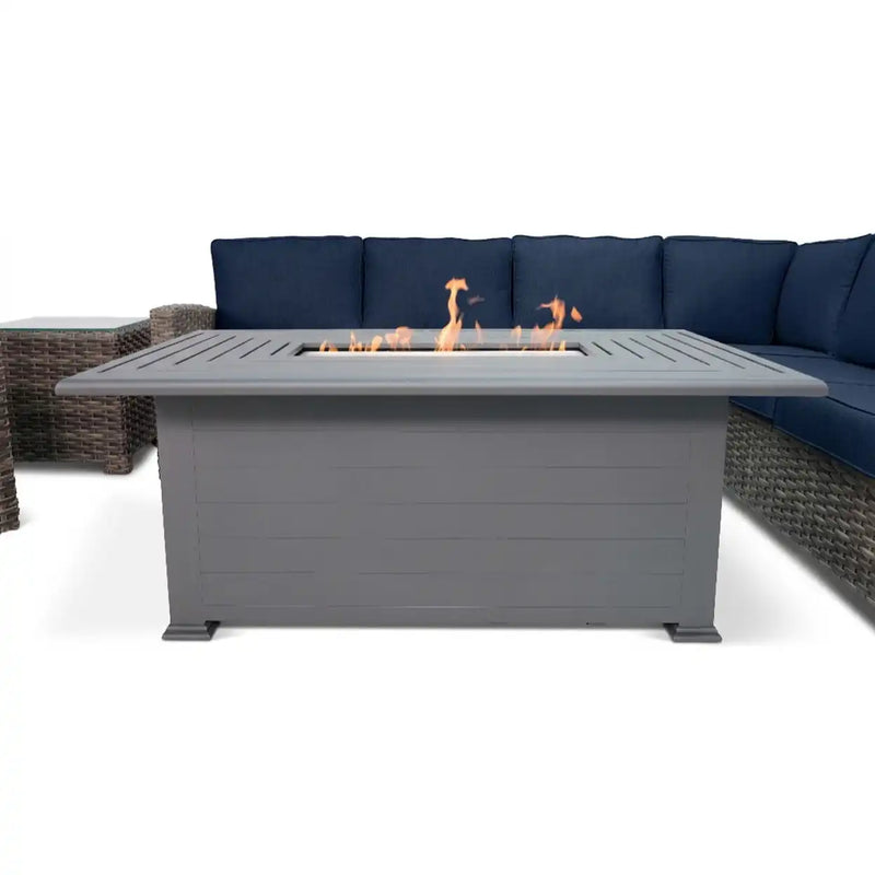 Woodridge 7 Piece Sectional Firepit Group Spectrum Indigo - The Great Escape