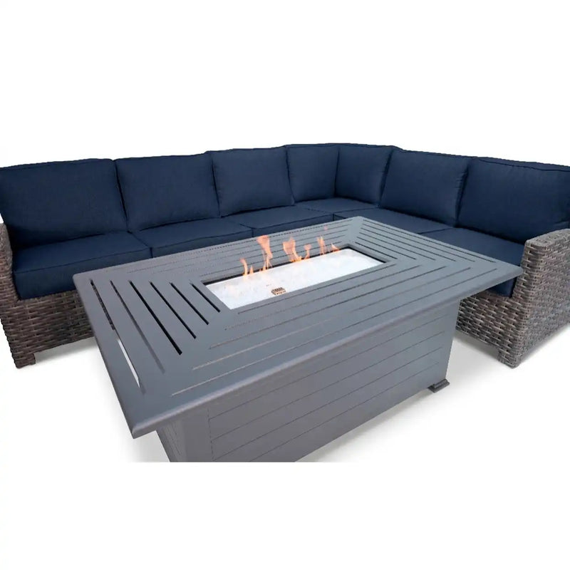 Woodridge 7 Piece Sectional Firepit Group Spectrum Indigo - The Great Escape