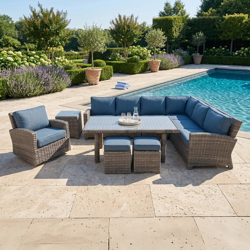 Woodridge 9 Piece Sectional Conversation Chat Group Spectrum Denim - The Great Escape