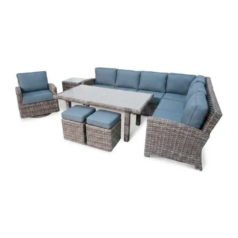 Woodridge 9 Piece Sectional Conversation Chat Group Spectrum Denim - The Great Escape