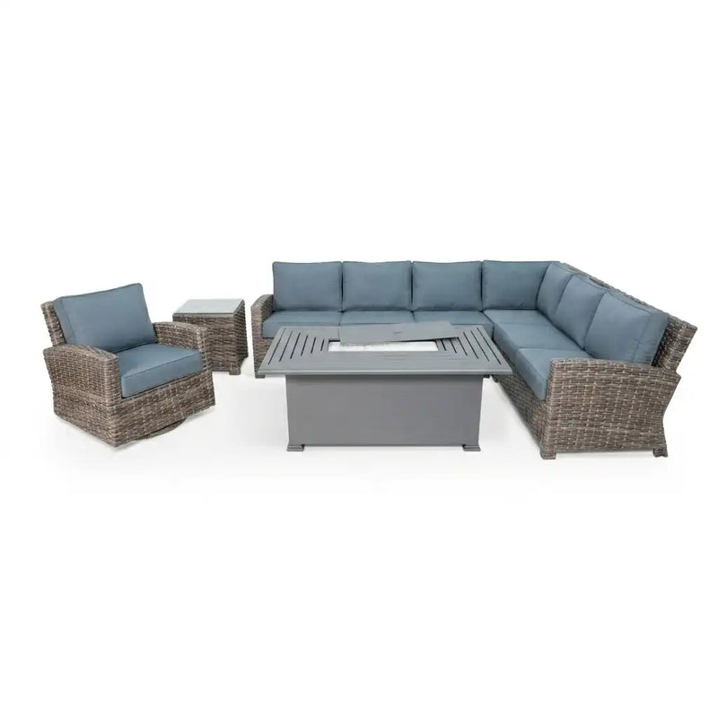 Woodridge 7 Piece Sectional Firepit Group Spectrum Denim - The Great Escape