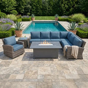 Woodridge 7 Piece Sectional Firepit Group Spectrum Denim - The Great Escape