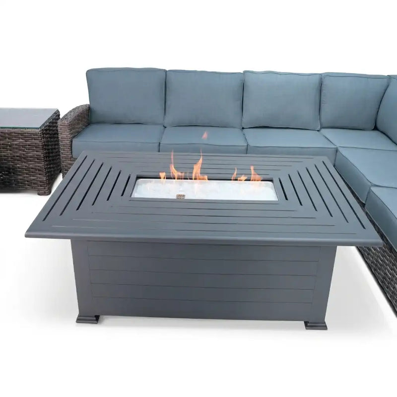 Woodridge 7 Piece Sectional Firepit Group Spectrum Denim - The Great Escape