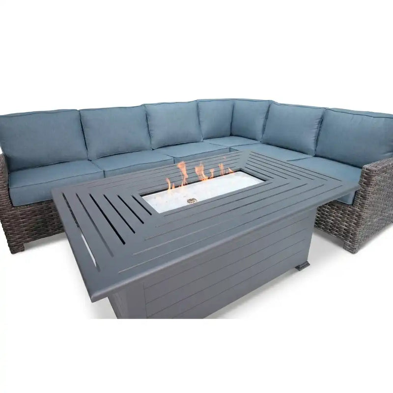 Woodridge 7 Piece Sectional Firepit Group Spectrum Denim - The Great Escape