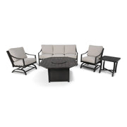 Drake Aluminum Woven 5 Piece Sofa Firepit Chat Group - The Great Escape