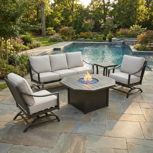 Drake 5 Pc Aluminum Woven Sofa Group - The Great Escape