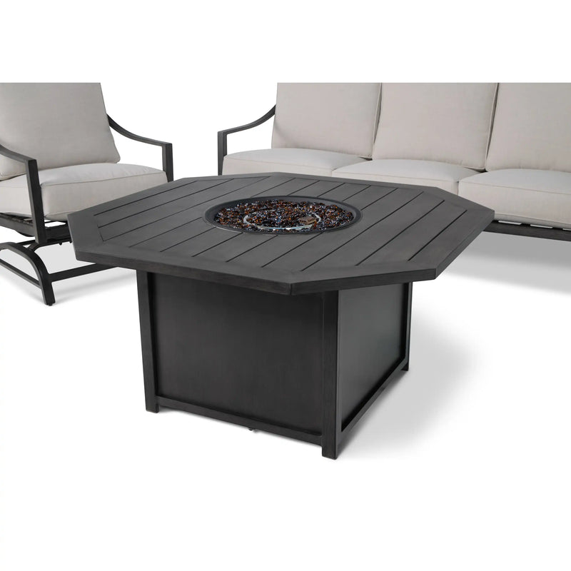 Drake Aluminum Woven 5 Piece Sofa Firepit Chat Group - The Great Escape