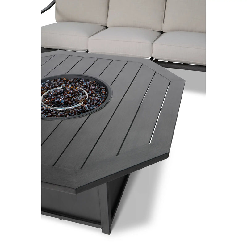 Drake Aluminum Woven 5 Piece Sofa Firepit Chat Group - The Great Escape