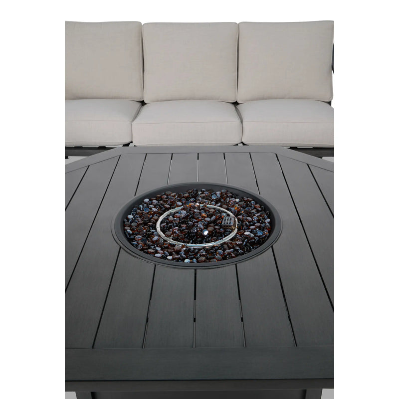 Drake Aluminum Woven 5 Piece Sofa Firepit Chat Group - The Great Escape