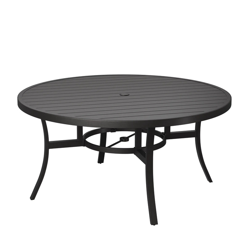 Drake 60" Round Aluminum Slat Dining Table - The Great Escape
