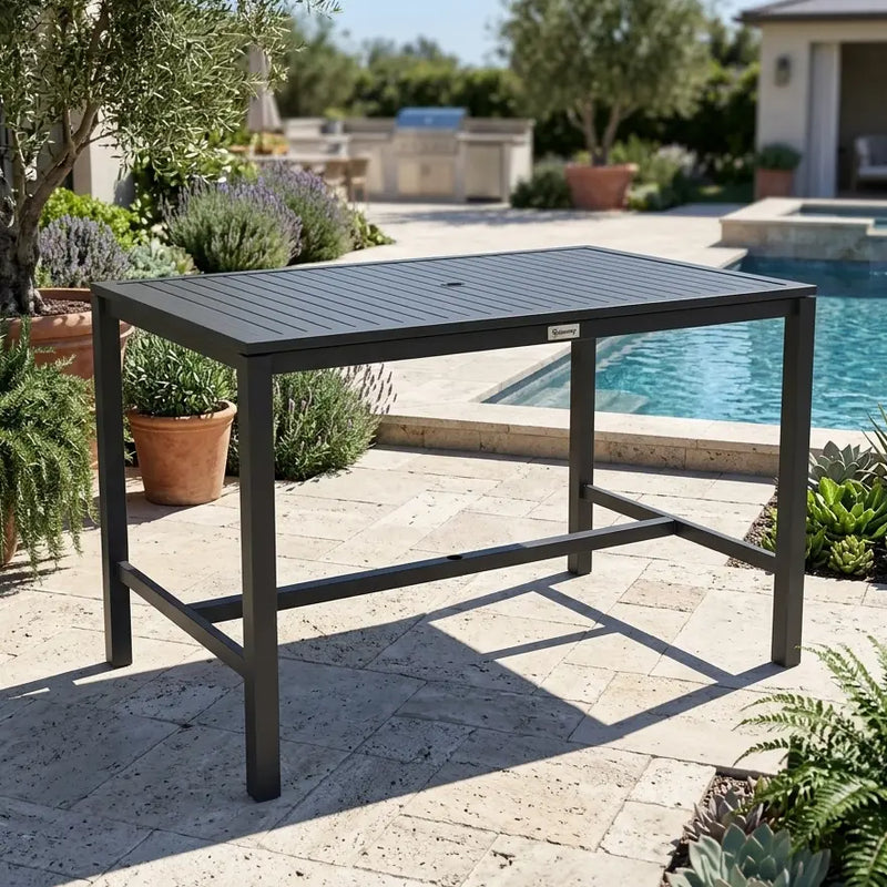 Capri 42"x66" Rectangle Black Aluminum Bar Height Table - The Great Escape
