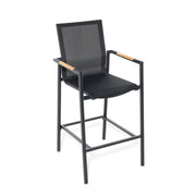 Capri Sling Teak Accent Arm Barstool - The Great Escape
