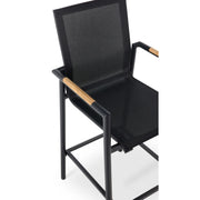 Capri Sling Teak Accent Arm Barstool - The Great Escape