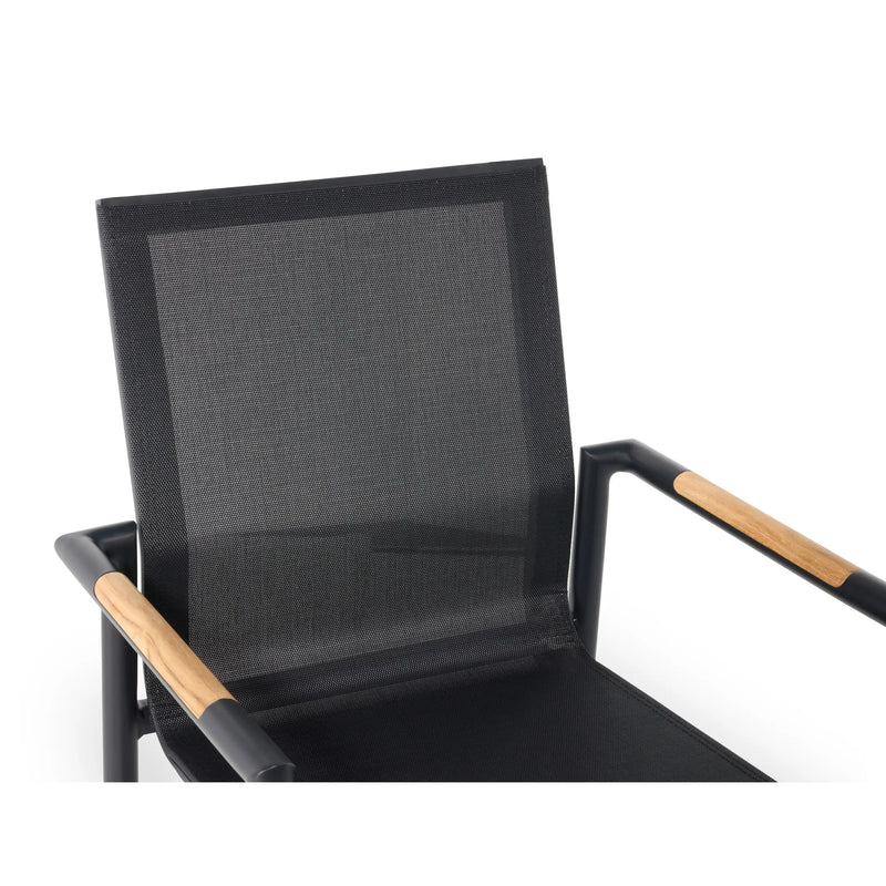 Capri Sling Teak Accent Arm Barstool - The Great Escape