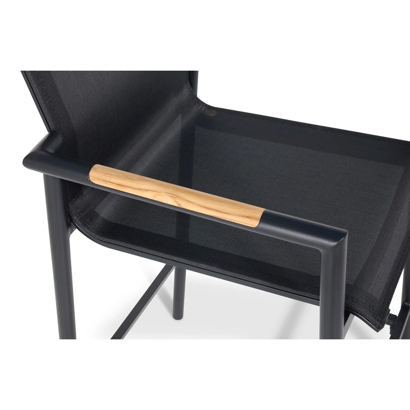 Capri Sling Teak Accent Arm Barstool - The Great Escape