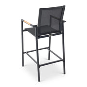 Capri Sling Teak Accent Arm Barstool - The Great Escape