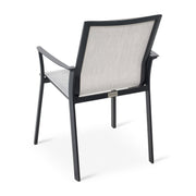 Mila Grey Sling Stacking Dining Arm Chair - The Great Escape