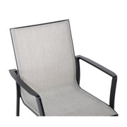 Mila Grey Sling Stacking Dining Arm Chair - The Great Escape