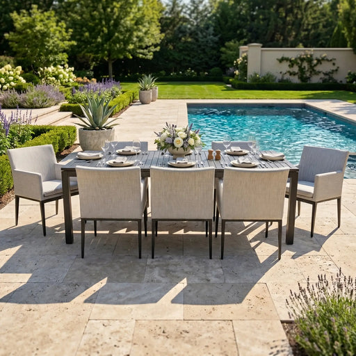 Mila 9 Piece Upholstered Dining Group - The Great Escape