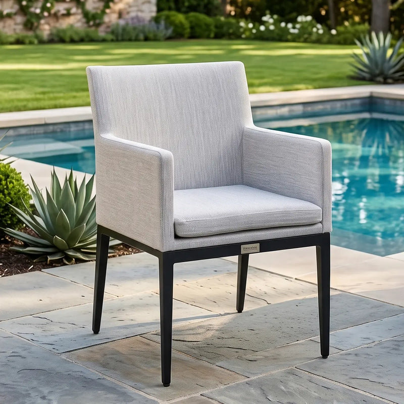 Mila Grey Upholstered Sling Cushioned Dining Chair - The Great Escape
