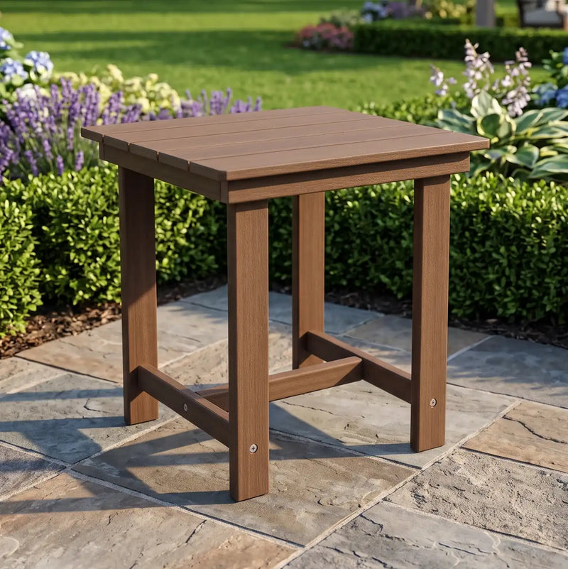 Aruba 24" Square Rustic Brown Poly Lumber Side Table - The Great Escape