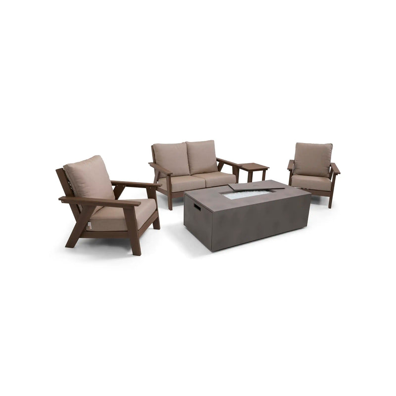 Aruba 5 Piece Loveseat Firepit Chat Group - The Great Escape