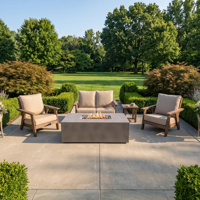 Aruba 5 Piece Loveseat Firepit Chat Group - The Great Escape
