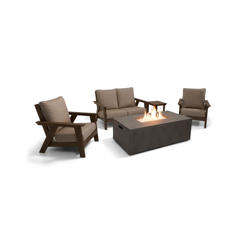 Aruba 5 Piece Loveseat Firepit Chat Group - The Great Escape